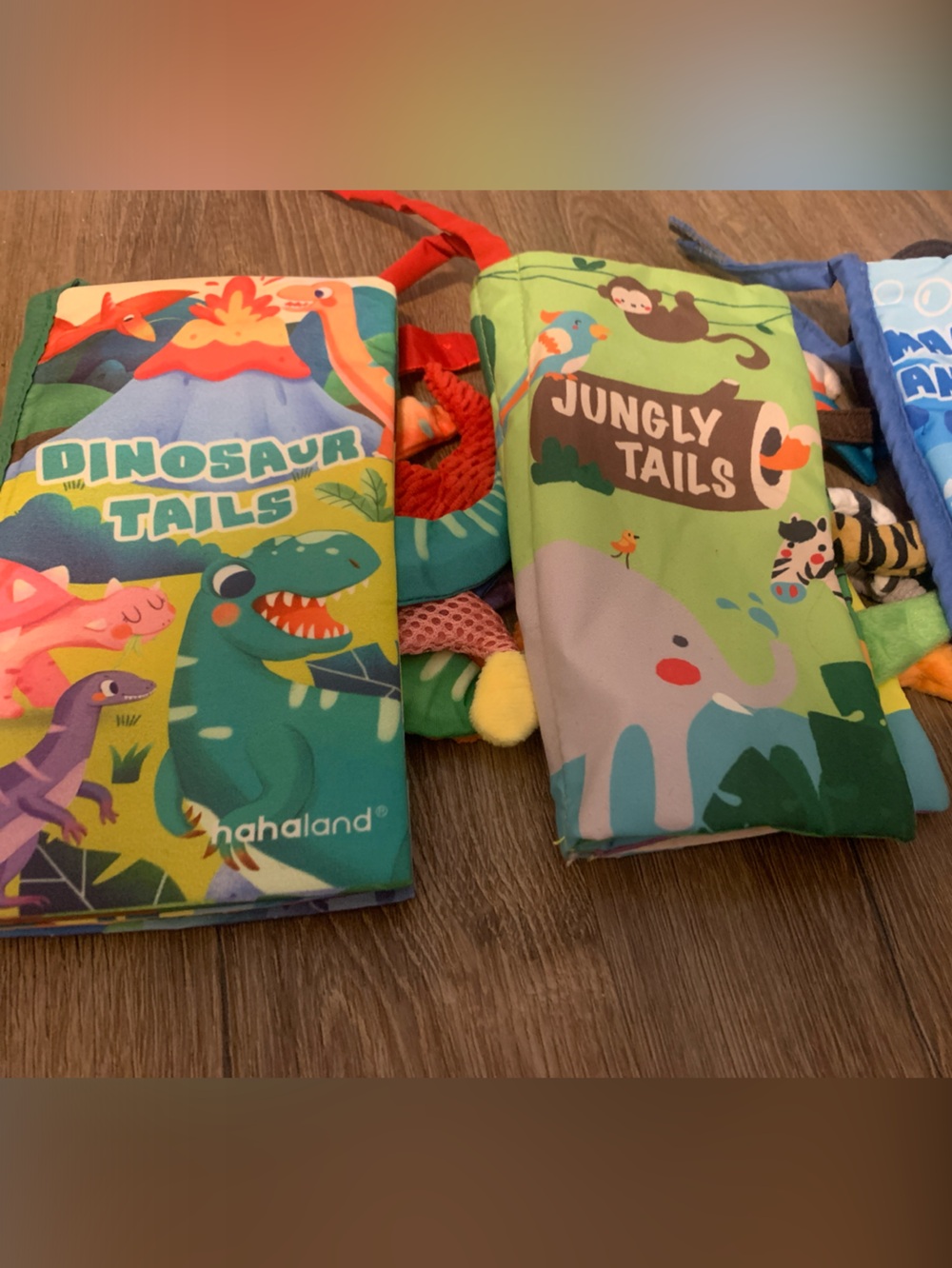Hahaland Infant Soft Activity Books - Dinosaur, Jungle & Marine Tails (set of 3)